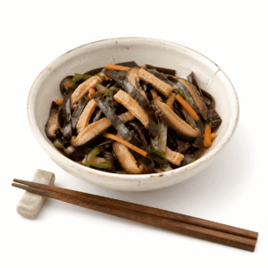 隠岐アラメの炒め煮　おきあらめのいために
画像を見て覚える日本のグルメの画像です。上に表記した名前のグルメの画像です。この画像は、学習目的で使用されます。