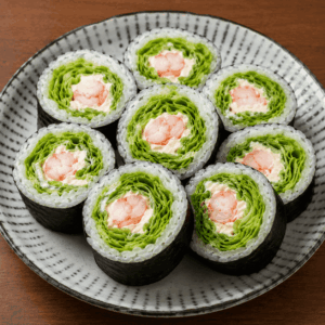 レタス巻き　れたすまき
画像を見て覚える日本のグルメの画像です。上に表記した名前のグルメの画像です。この画像は、学習目的で使用されます。
